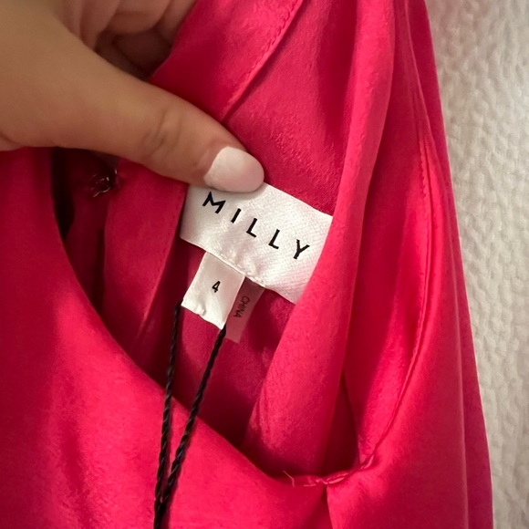 NWT Milly Lexi Satin Ruffle Dress - Sz. 4 - Picture 6 of 9